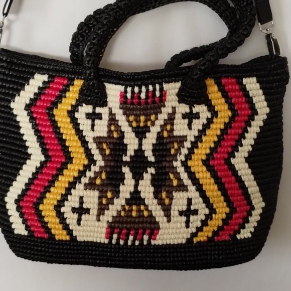 YVETTE'S LARGE STRAW BOHO SHOULDER/ HAND BAG W/ STRAP. - Picture 3 of 9